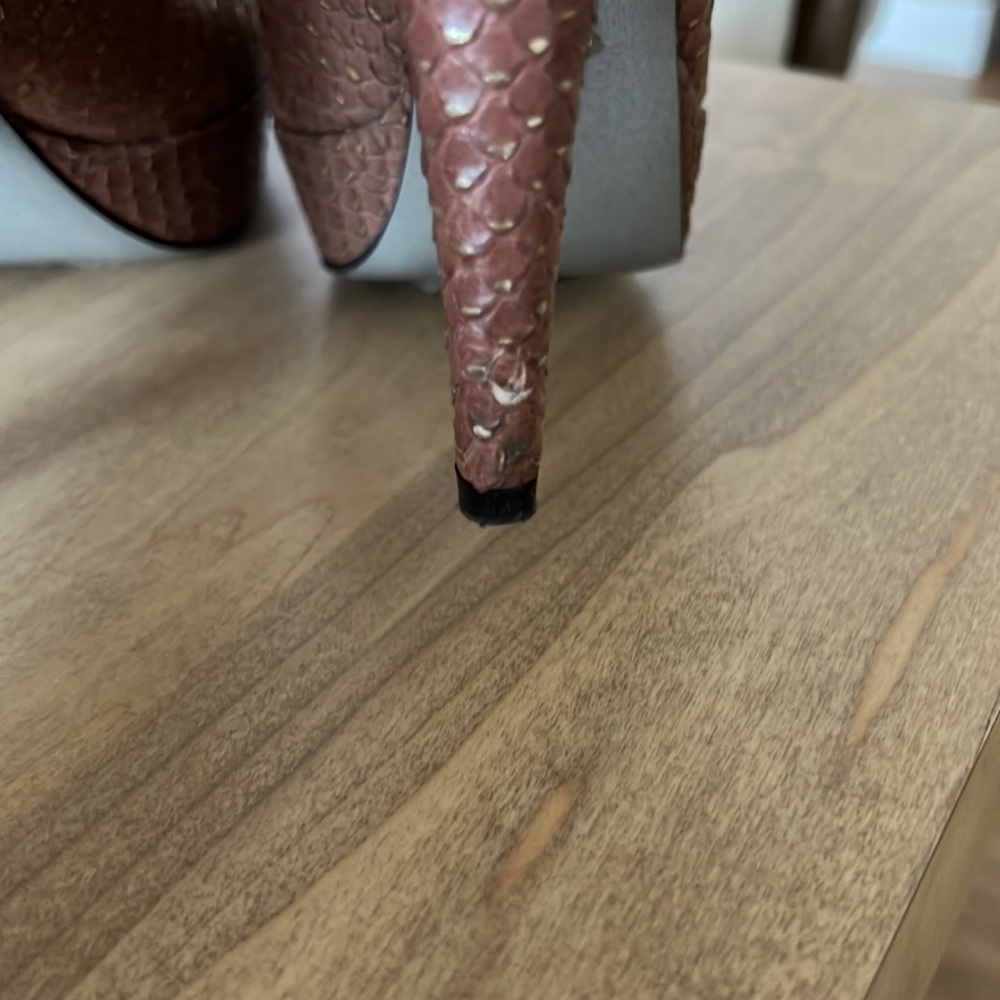 Sergio Rossi Python Brown And Gold Platform Pump - image 5